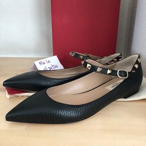 Valentino Black Rockstud Mary Jane Flats